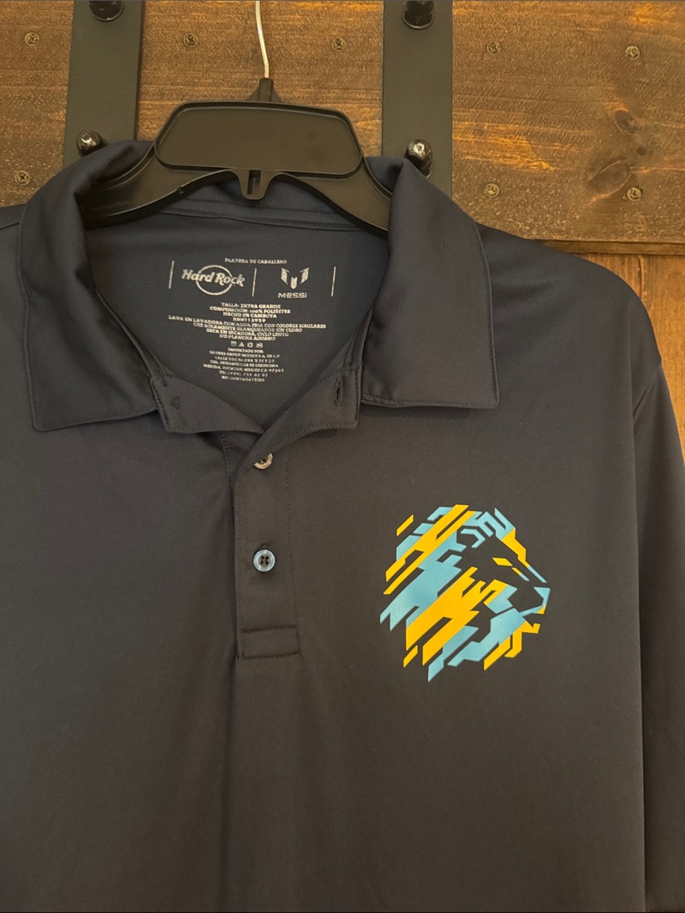 Men's Navy Performance Polo with Lionel Messi logo - Picture 2 of 5